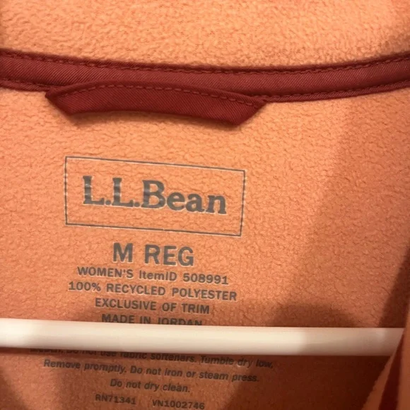 L.L. Bean Coral Fleece Jacket with Burgundy Trim - Picture 2 of 3